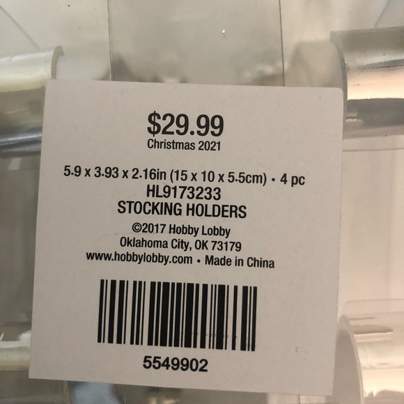 Christmas Stocking Holders New Set of 4 Hobby Lobby Silver and Glitter - Picture 6 of 7